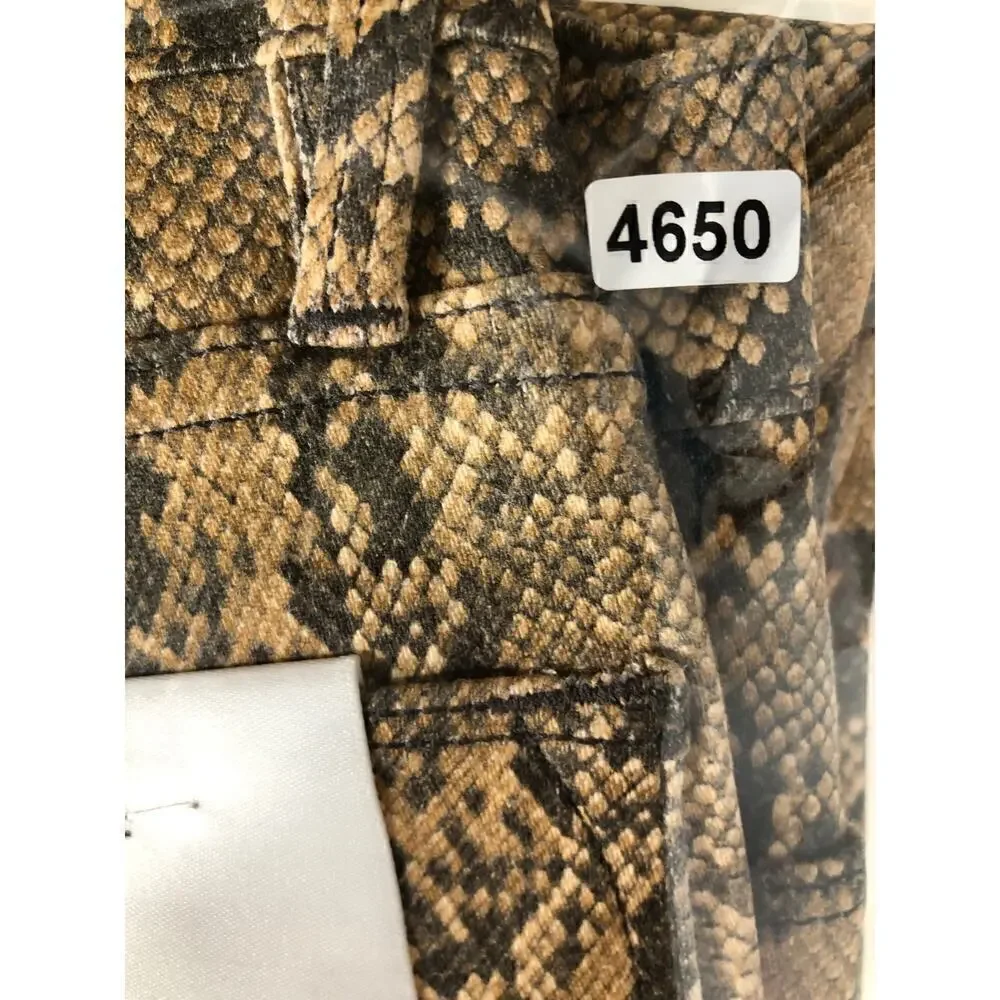 Frame Le High Jeans Coated Python High Rise Skinny Fit Crop Brown Tan NWT 25